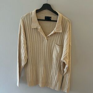 ❤️EUC ASOS collared sweater beige ribbed